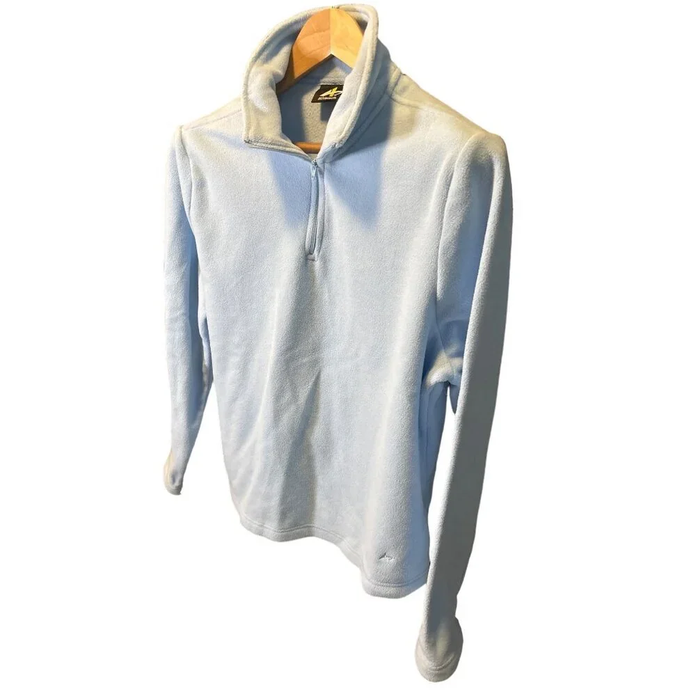 Athletech Light Blue Fleece Pullover Half Zip 100% Polyester Sweater Size L - Picture 3 of 6